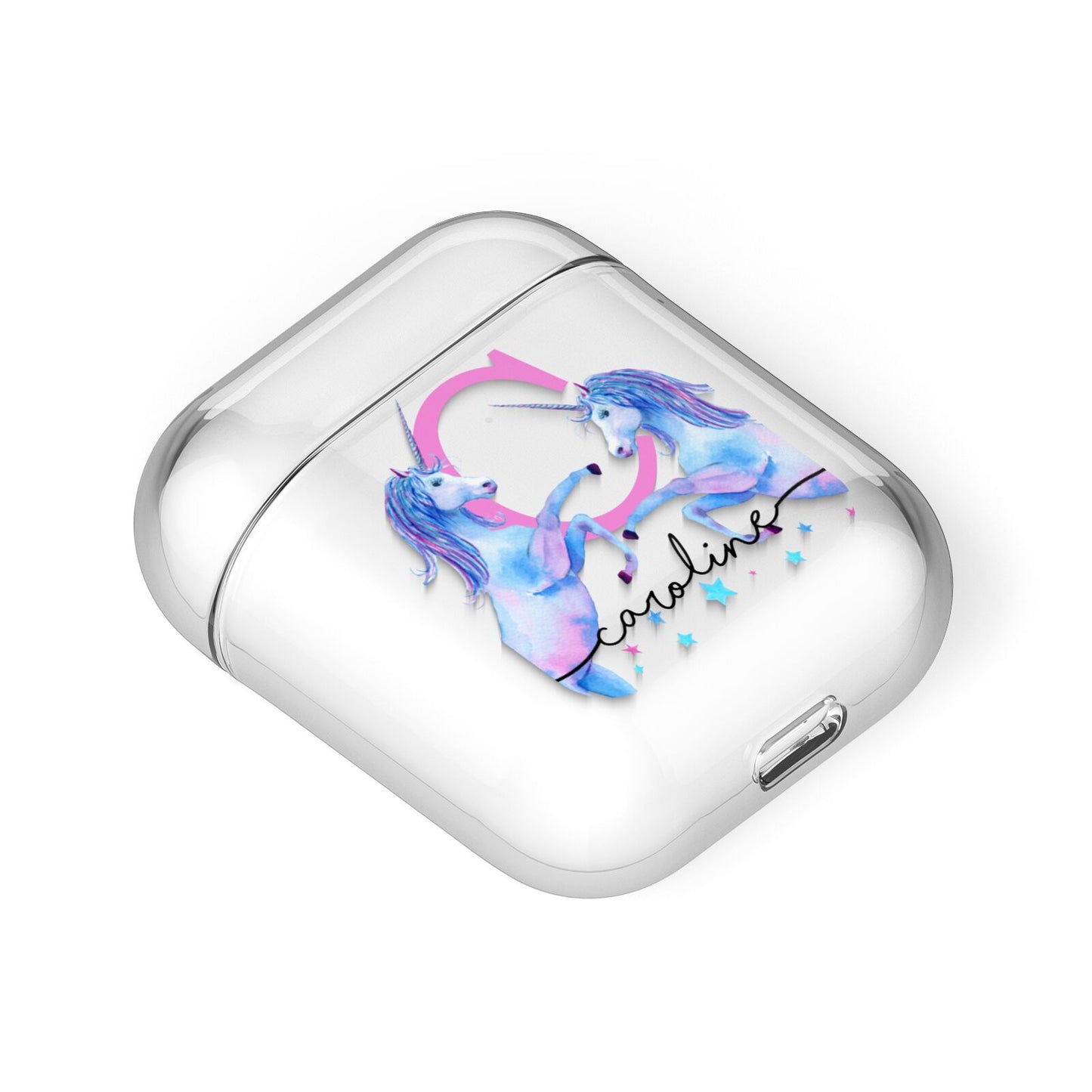 Personalised Unicorn AirPods Case Laid Flat