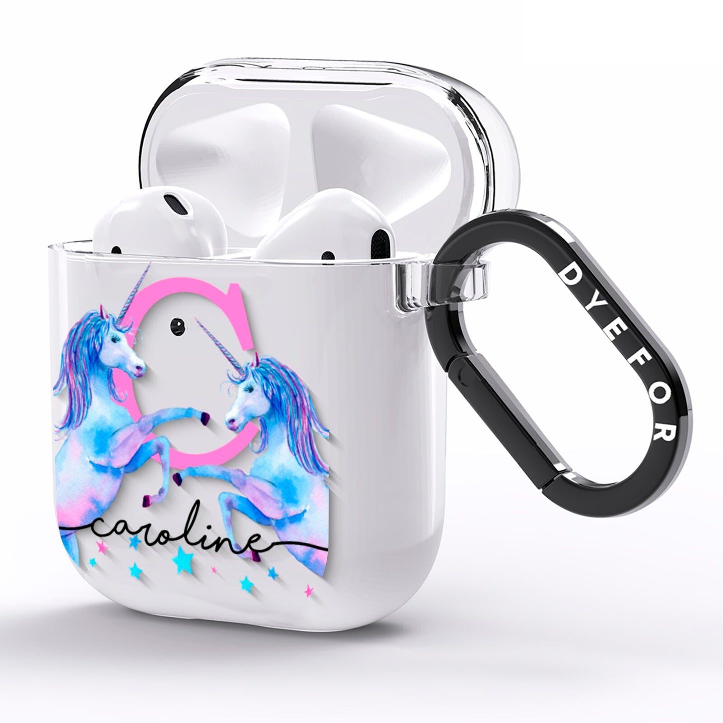Personalised Unicorn AirPods Clear Case Side Image