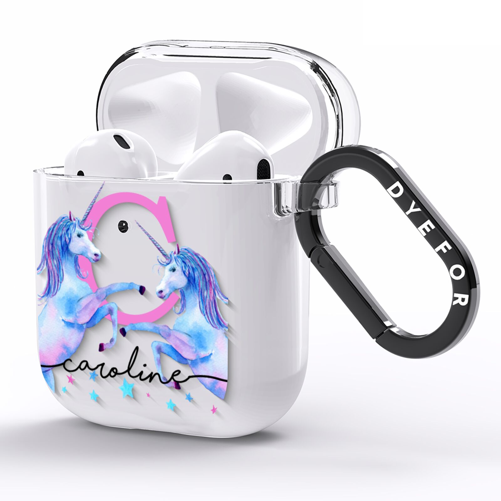 Personalised Unicorn AirPods Clear Case Side Image