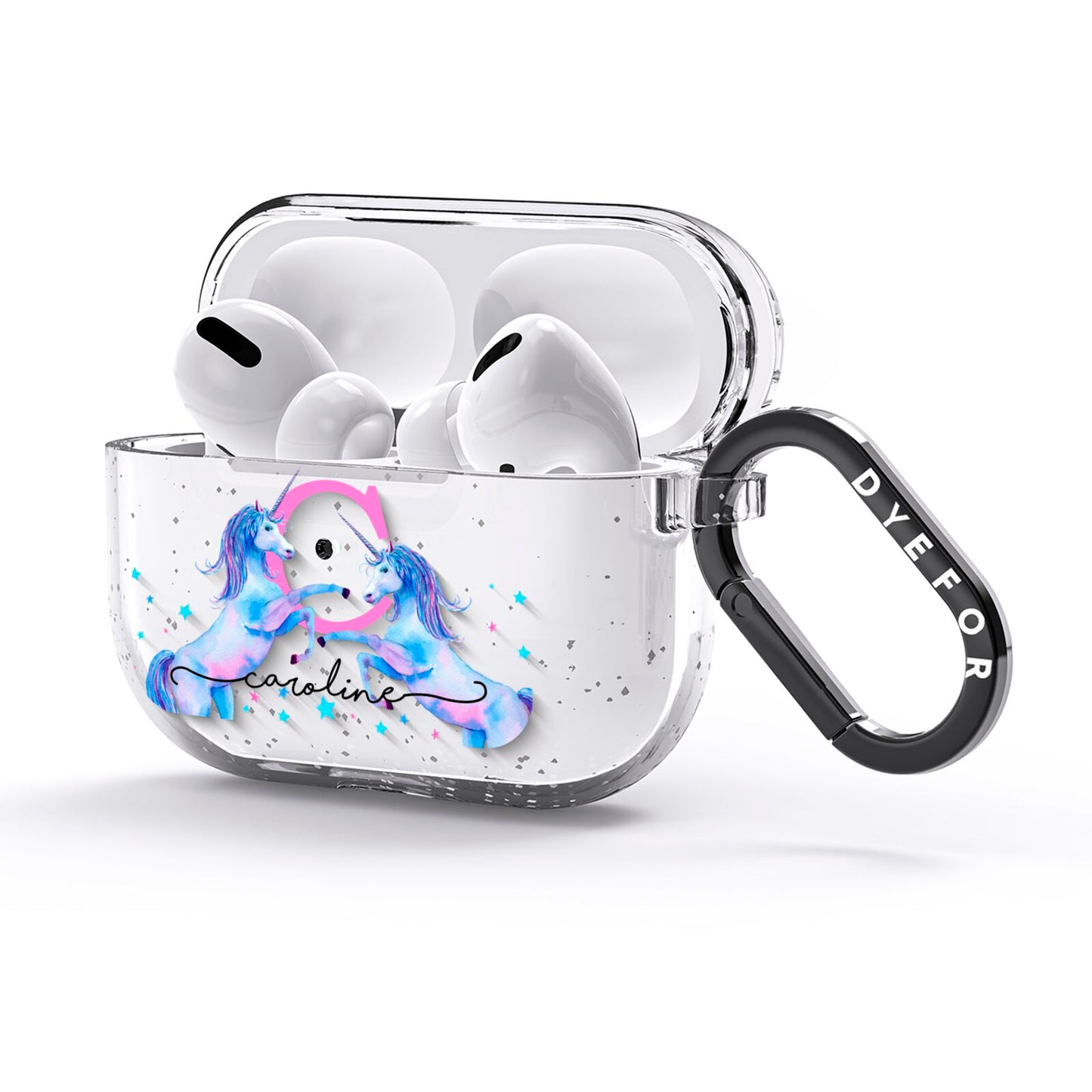 Personalised Unicorn AirPods Glitter Case 3rd Gen Side Image