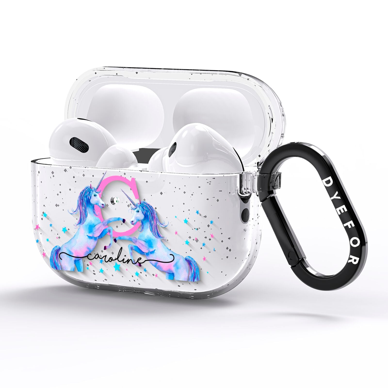 Personalised Unicorn AirPods Pro Glitter Case Side Image