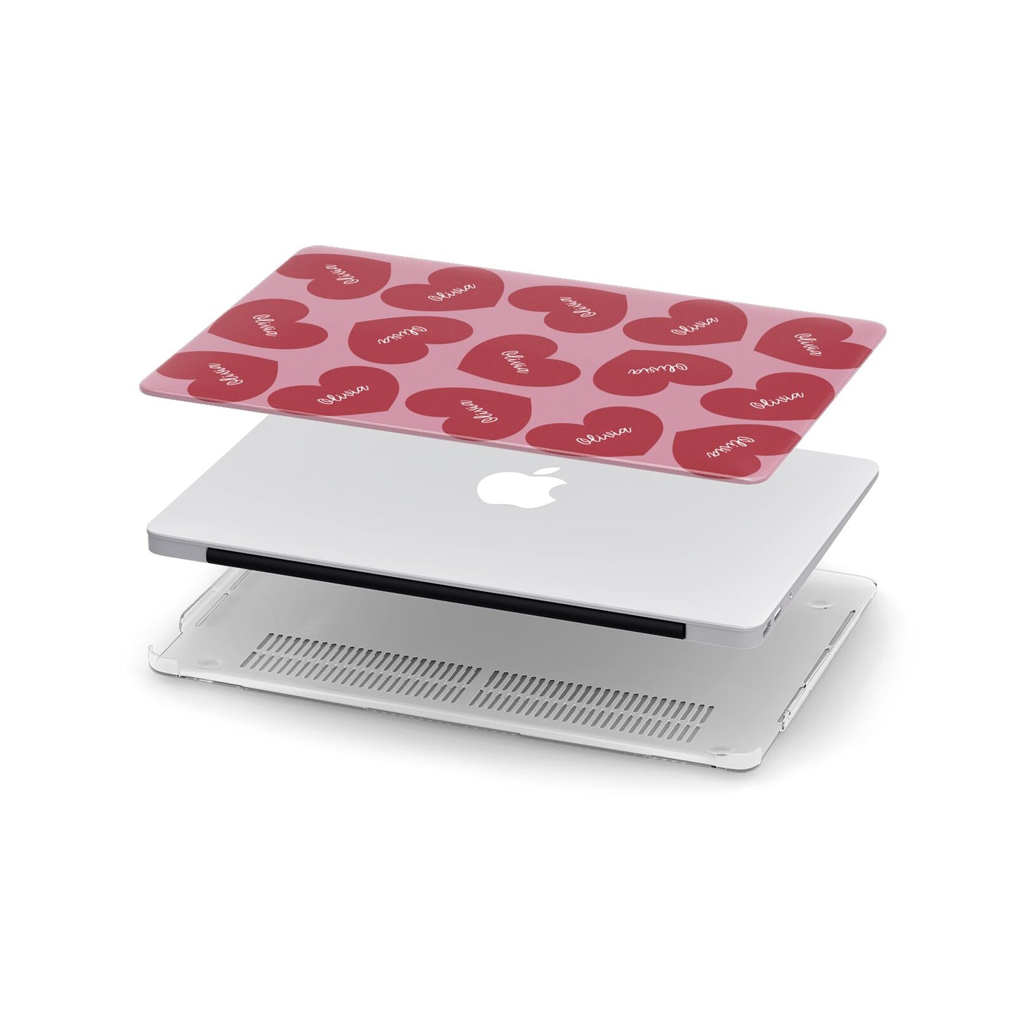 Personalised Valentine Heart Apple MacBook Case in Detail