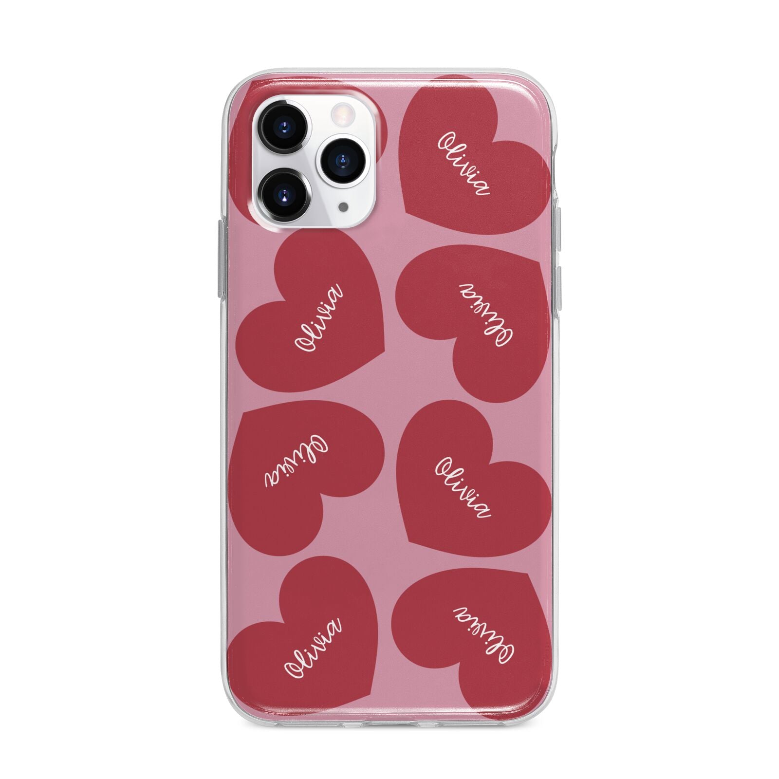 Personalised Valentine Heart Apple iPhone 11 Pro Max in Silver with Bumper Case