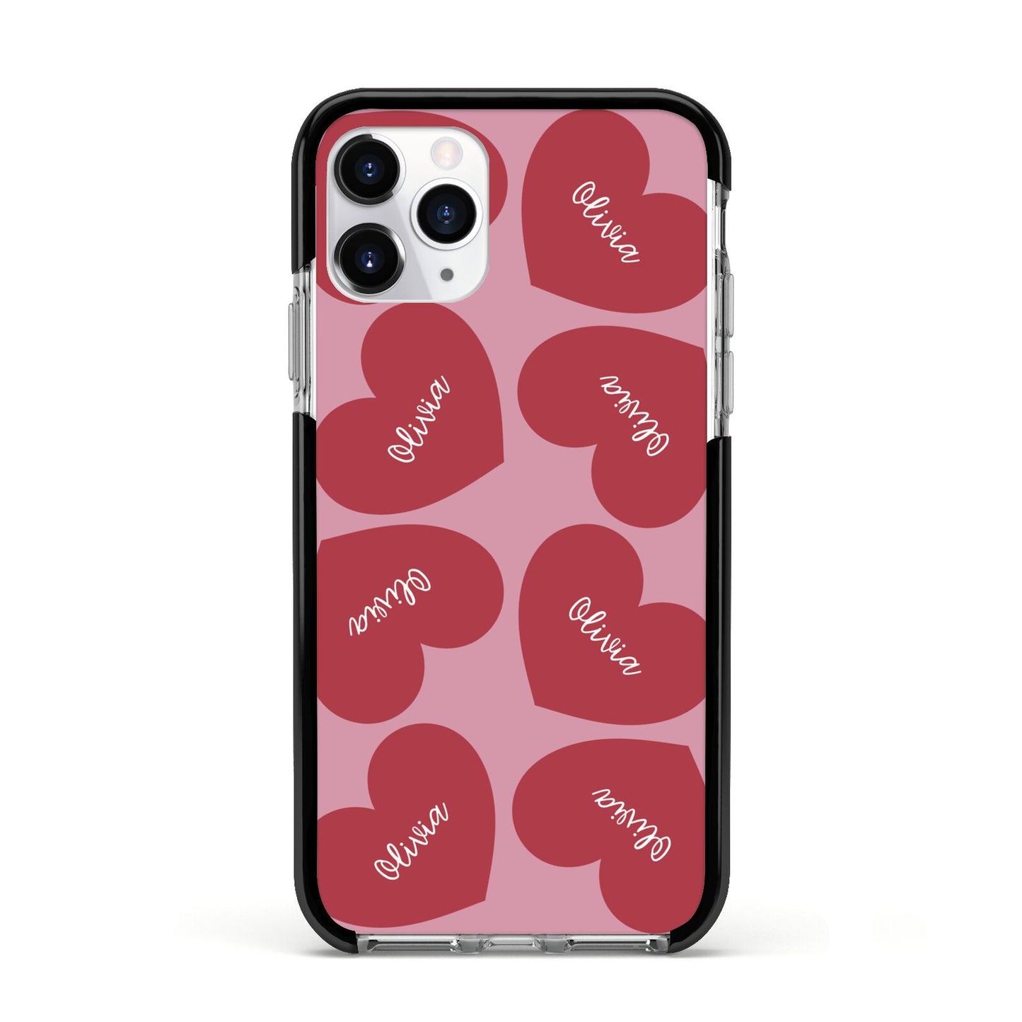 Personalised Valentine Heart Apple iPhone 11 Pro in Silver with Black Impact Case