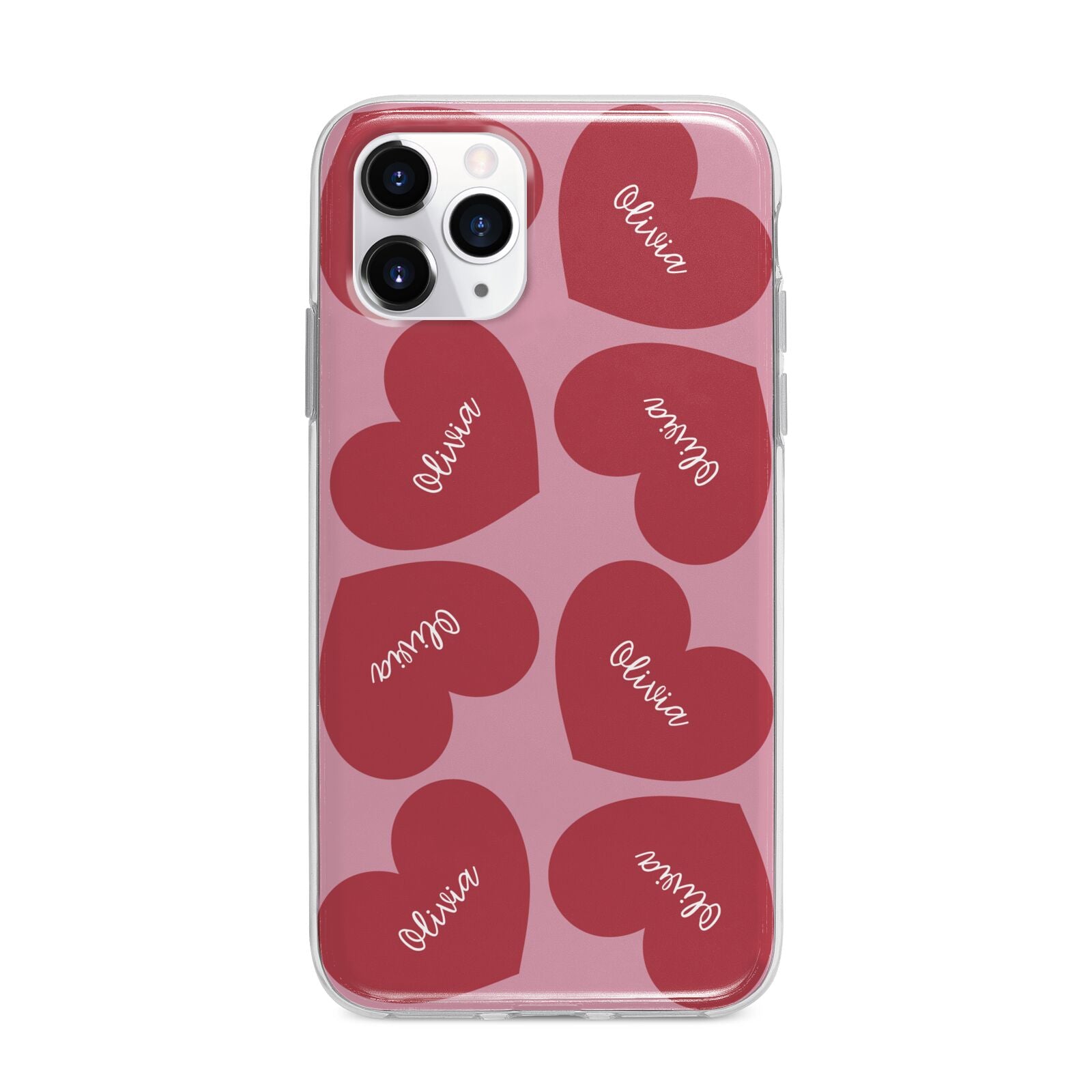 Personalised Valentine Heart Apple iPhone 11 Pro in Silver with Bumper Case