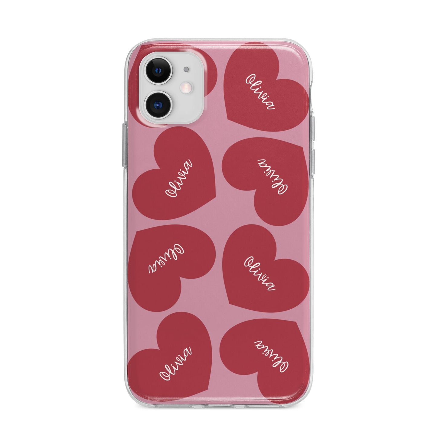 Personalised Valentine Heart Apple iPhone 11 in White with Bumper Case