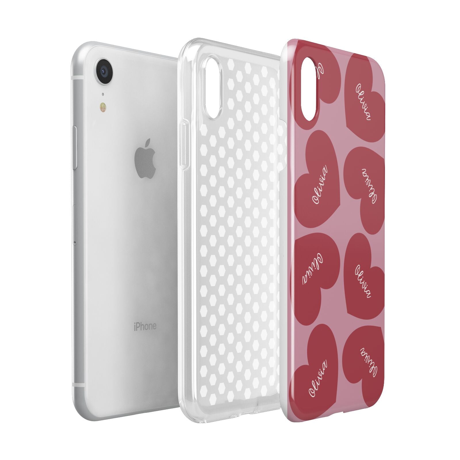 Personalised Valentine Heart Apple iPhone XR White 3D Tough Case Expanded view