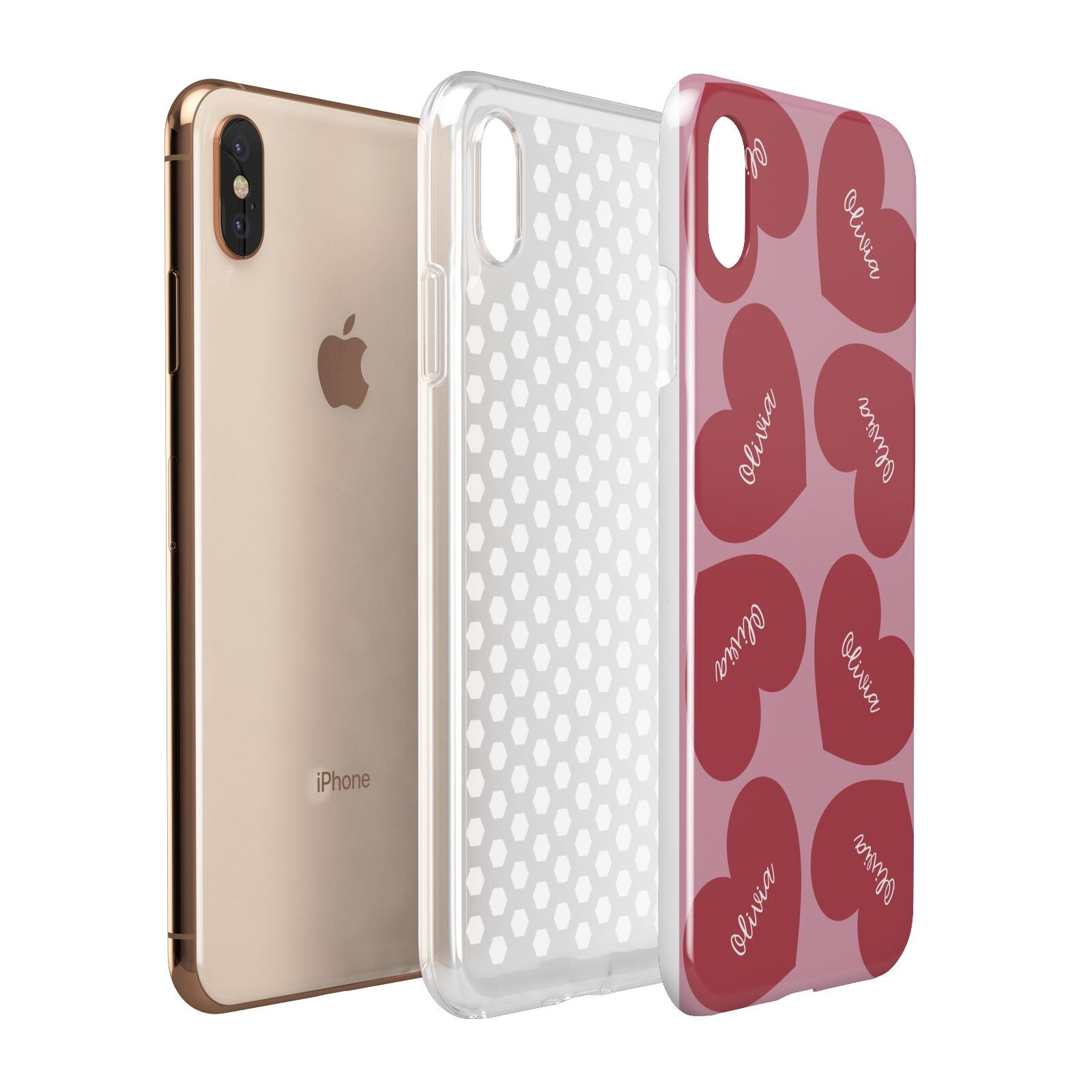 Personalised Valentine Heart Apple iPhone Xs Max 3D Tough Case Expanded View