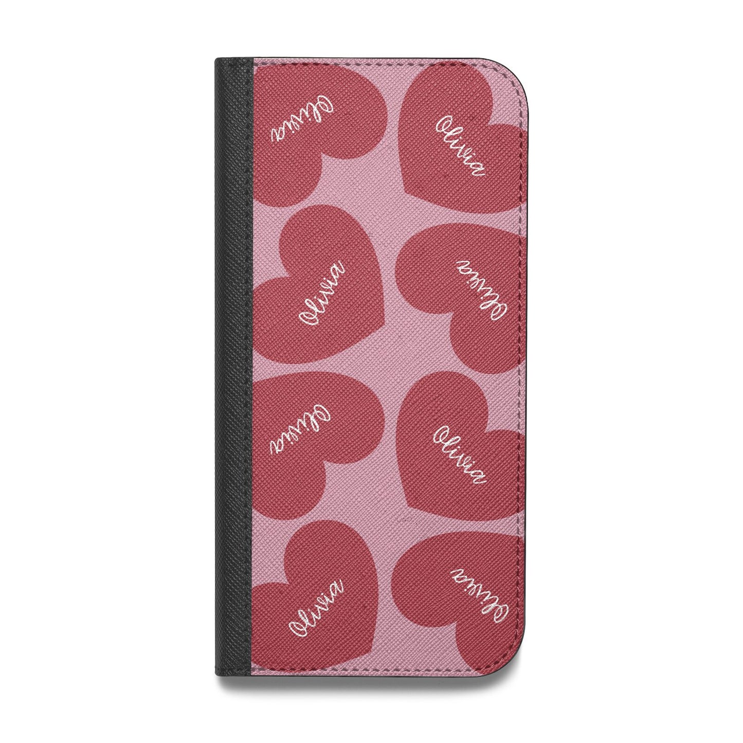 Personalised Valentine Heart Vegan Leather Flip Samsung Case