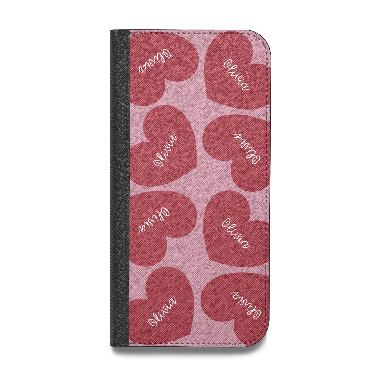 Personalised Valentine Heart Vegan Leather Flip Samsung Case