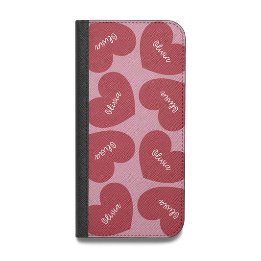 Personalised Valentine Heart Vegan Leather Flip iPhone Case