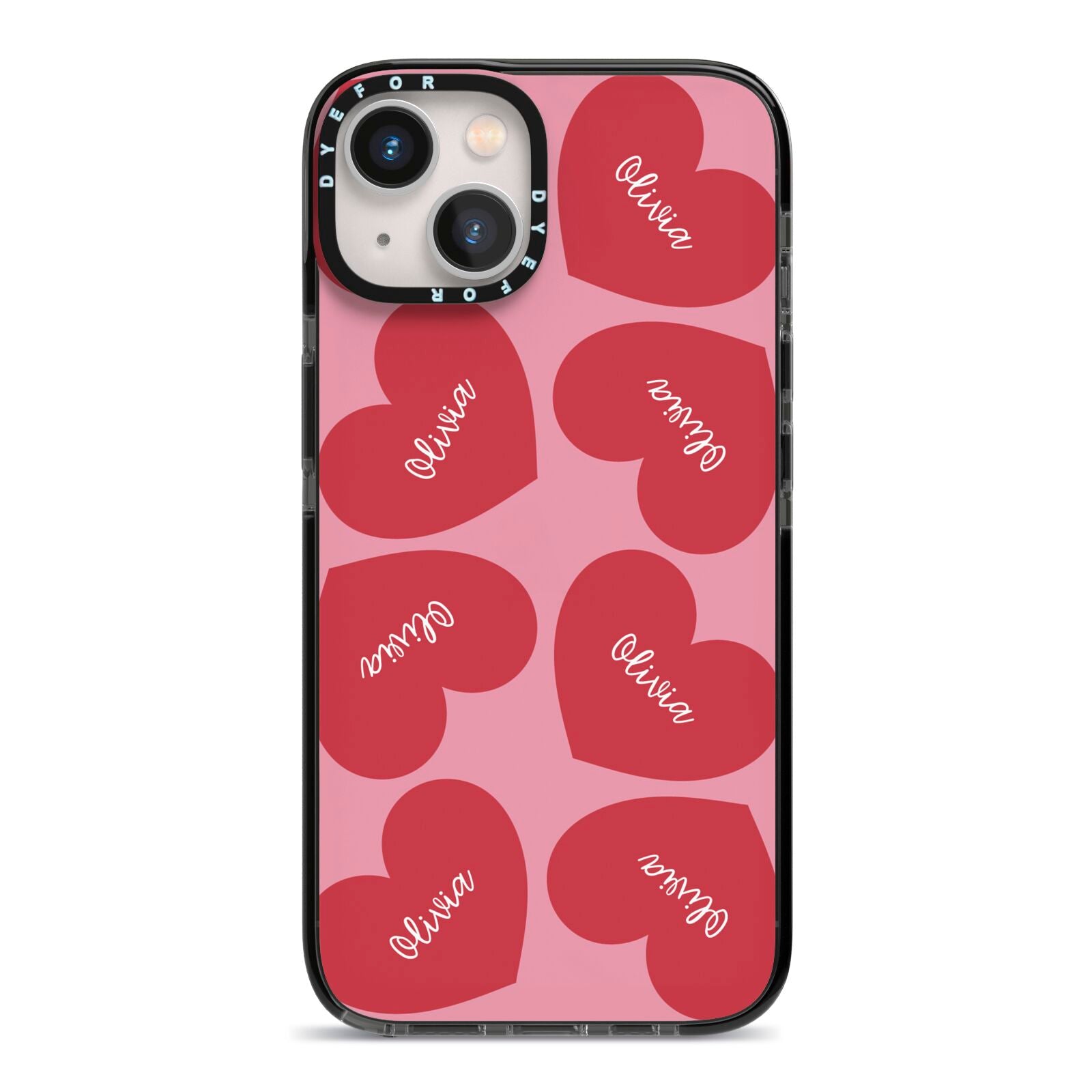 Personalised Valentine Heart iPhone 13 Black Impact Case on Silver phone