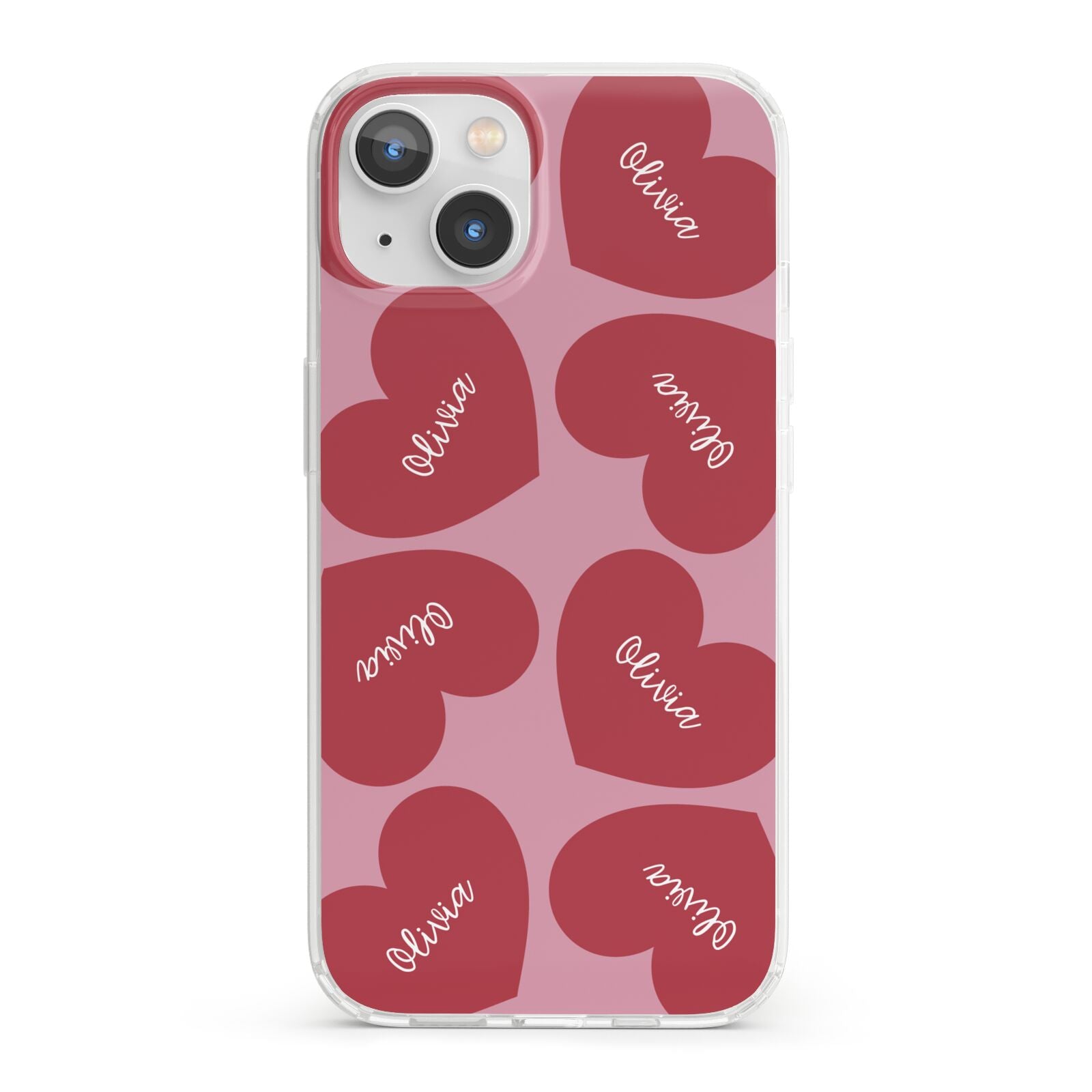 Personalised Valentine Heart iPhone 13 Clear Bumper Case