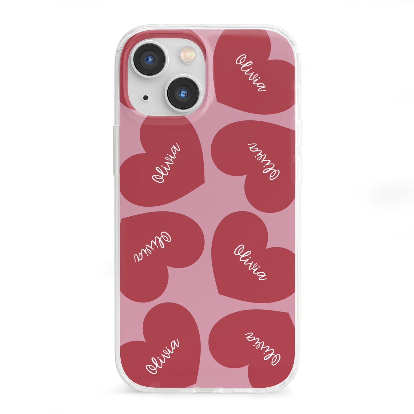 Personalised Valentine Heart iPhone 13 Mini Clear Bumper Case