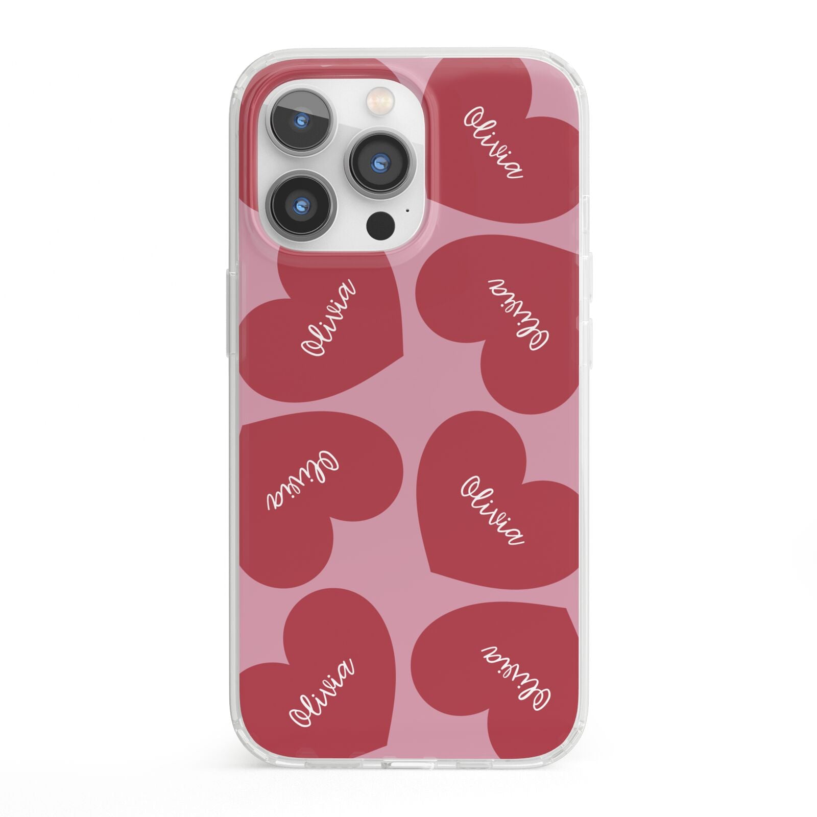 Personalised Valentine Heart iPhone 13 Pro Clear Bumper Case