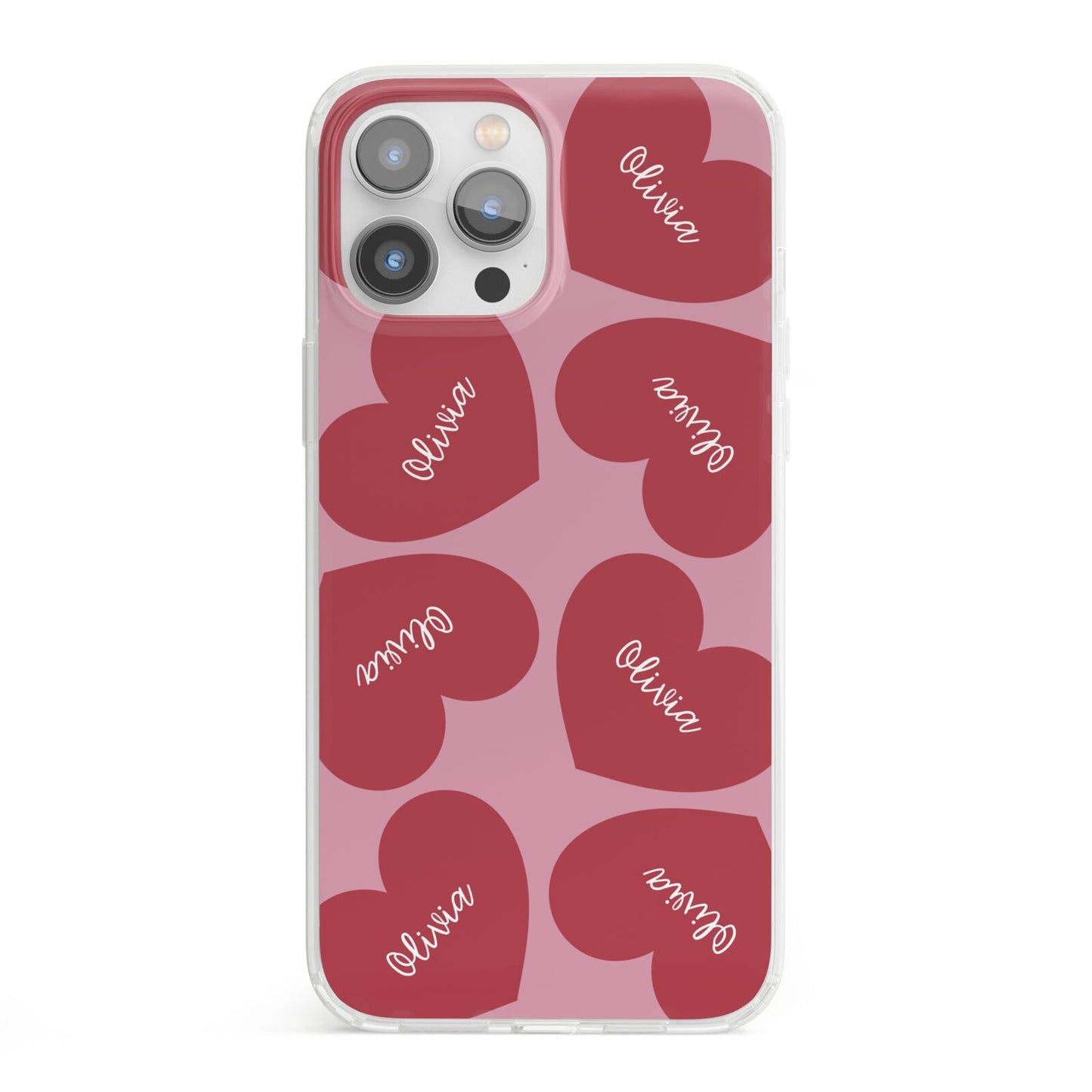 Personalised Valentine Heart iPhone 13 Pro Max Clear Bumper Case