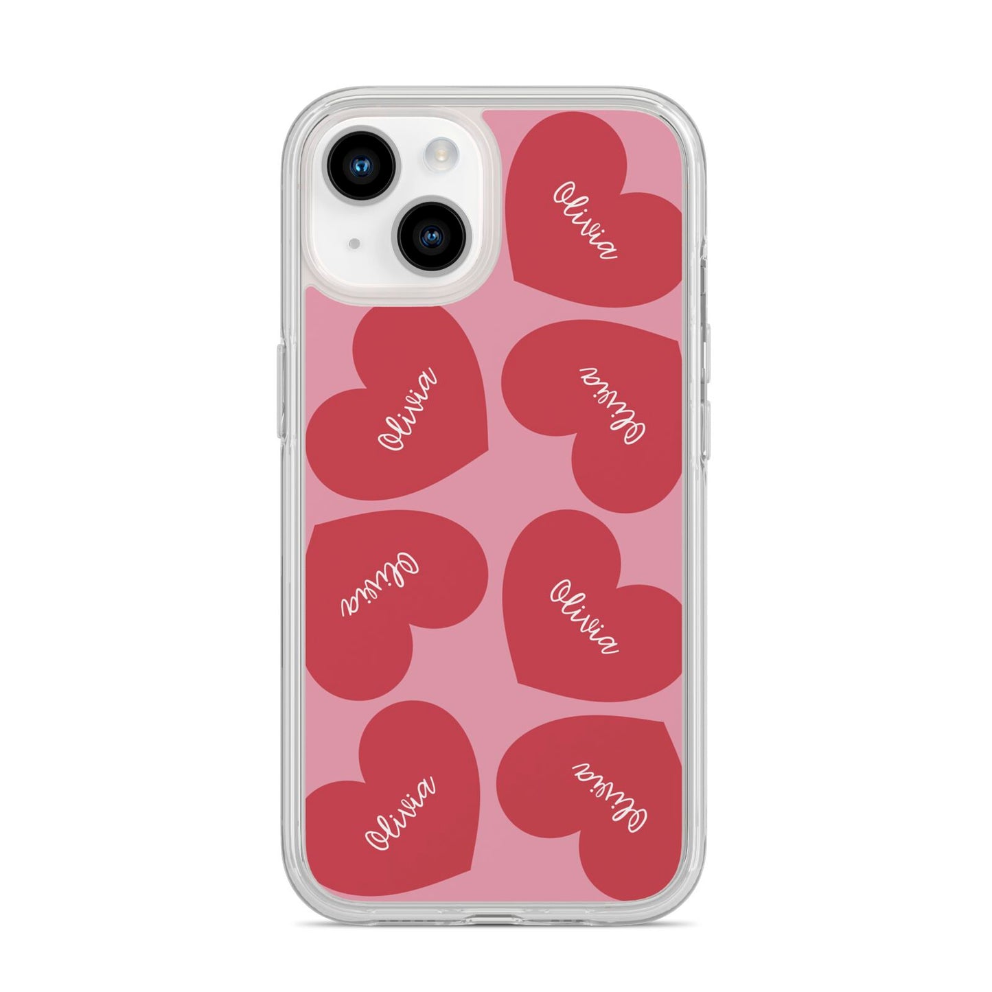 Personalised Valentine Heart iPhone 14 Clear Tough Case Starlight