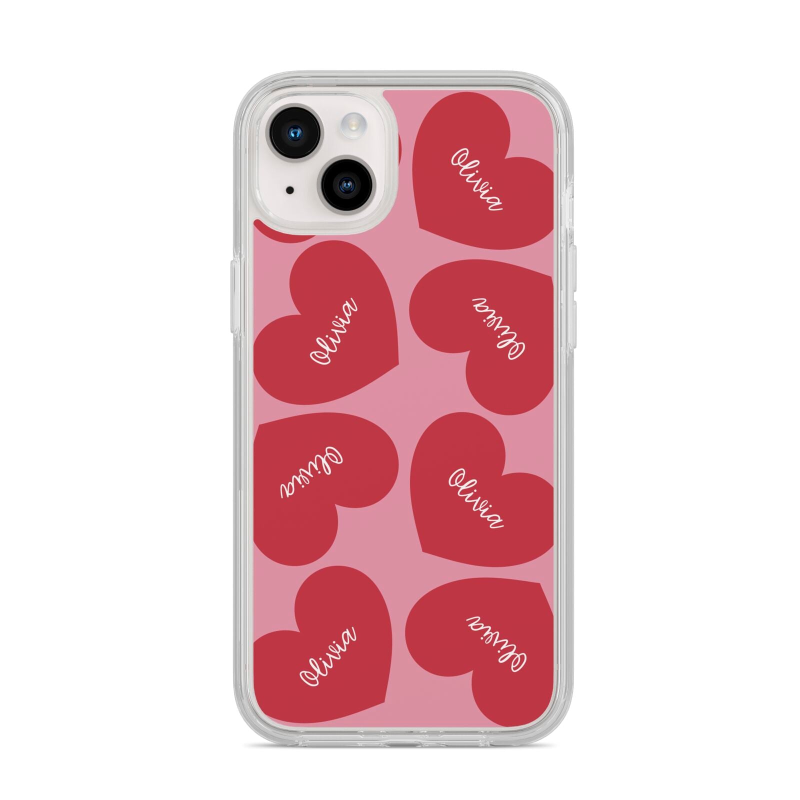 Personalised Valentine Heart iPhone 14 Plus Clear Tough Case Starlight