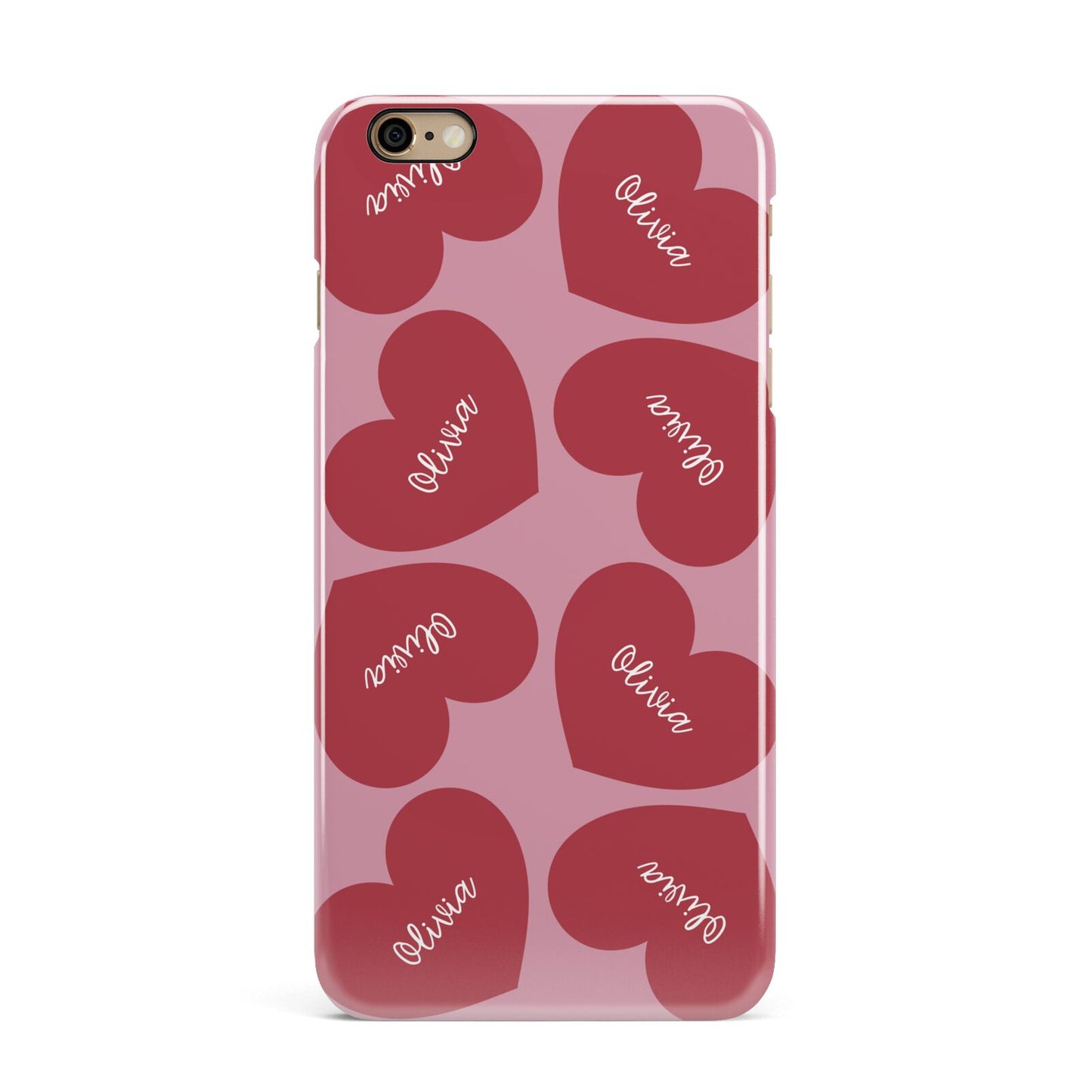 Personalised Valentine Heart iPhone 6 Plus 3D Snap Case on Gold Phone