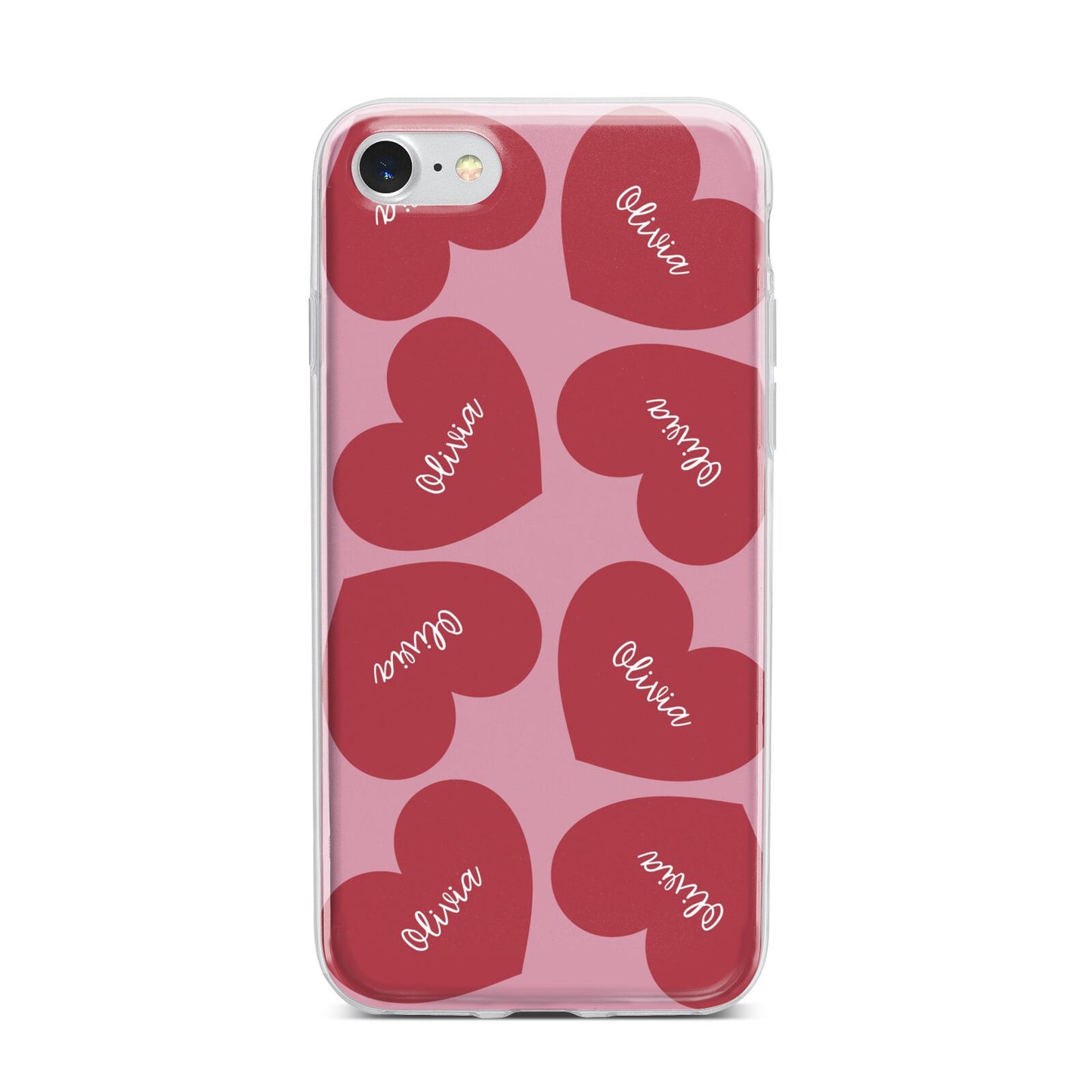 Personalised Valentine Heart iPhone 7 Bumper Case on Silver iPhone