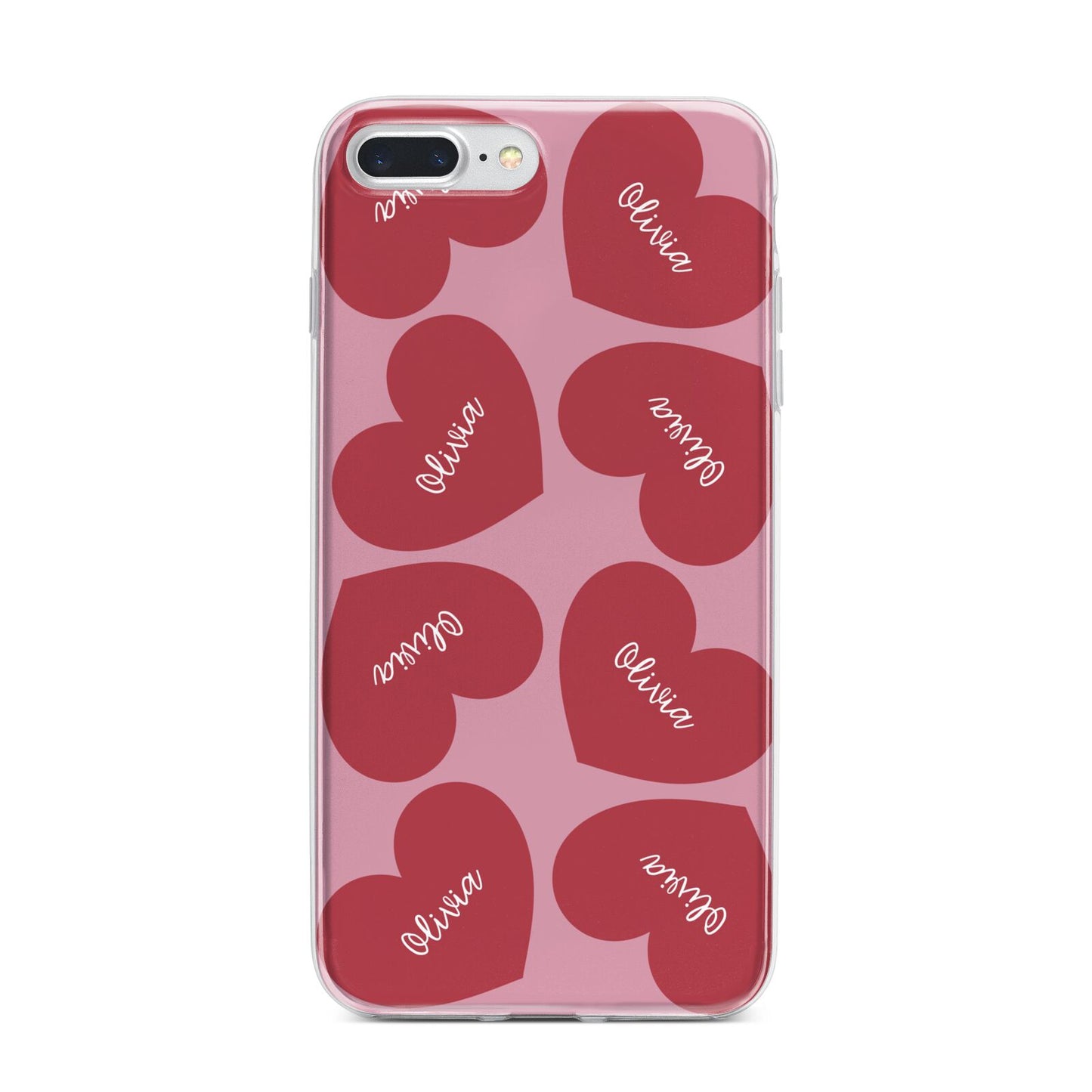 Personalised Valentine Heart iPhone 7 Plus Bumper Case on Silver iPhone