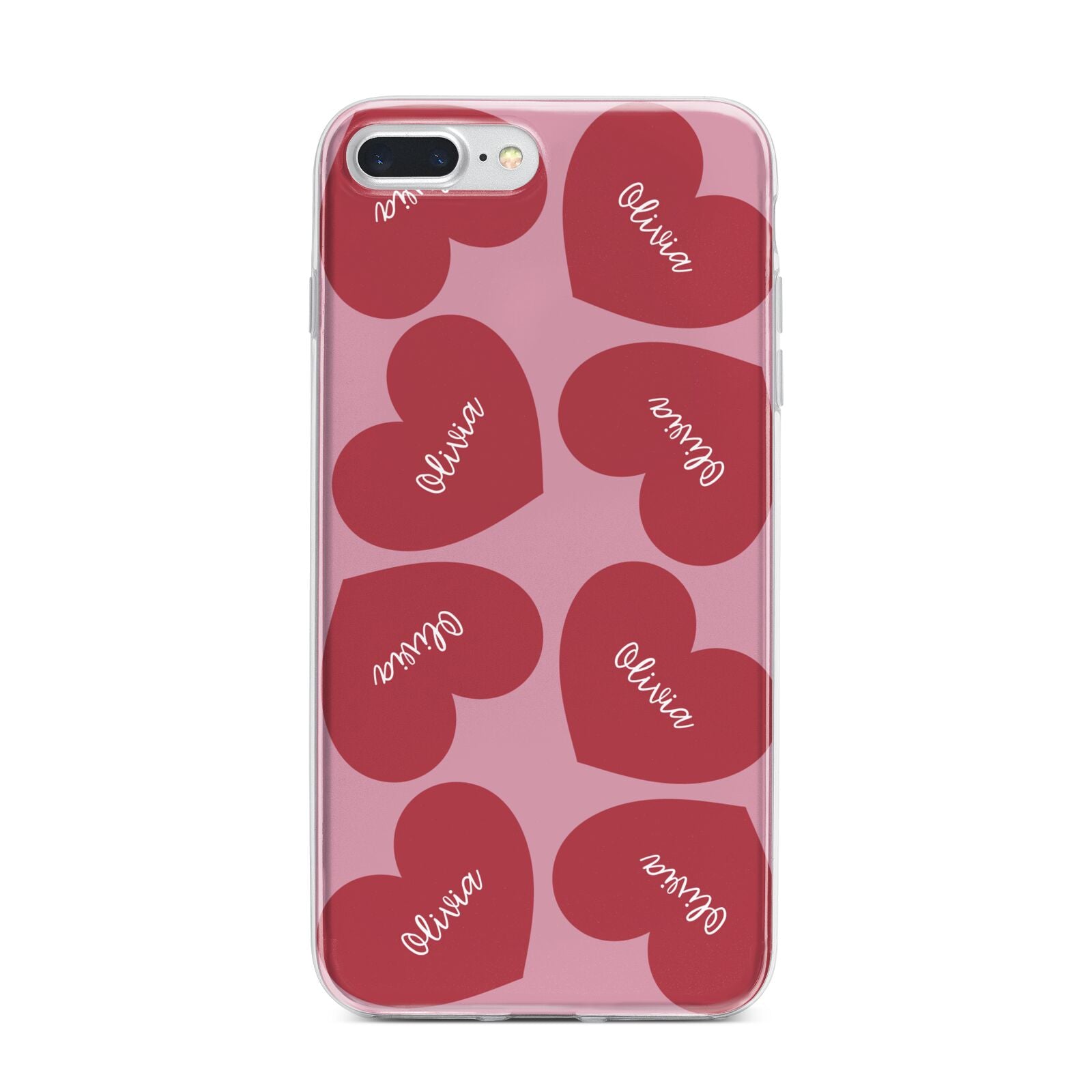 Personalised Valentine Heart iPhone 7 Plus Bumper Case on Silver iPhone