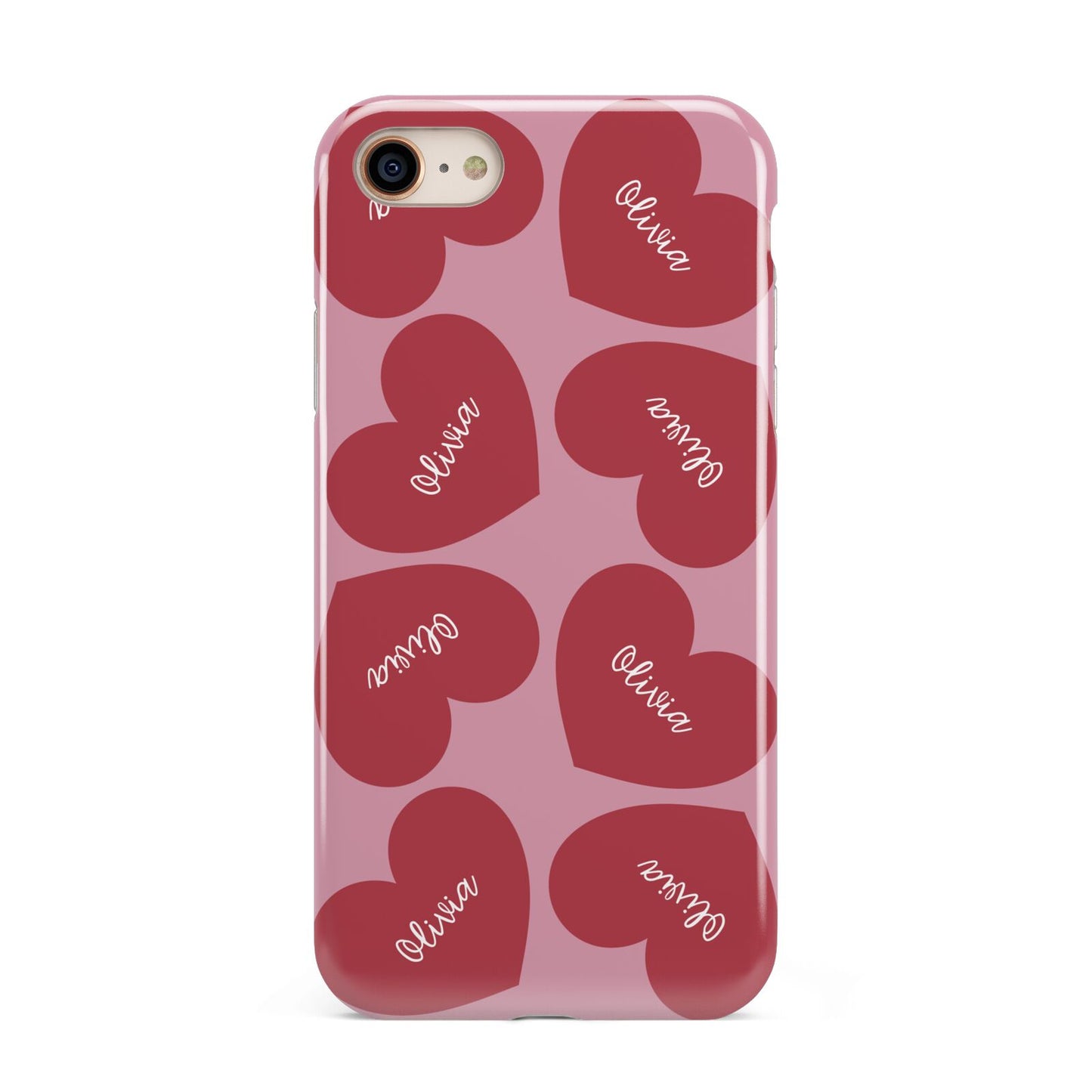 Personalised Valentine Heart iPhone 8 3D Tough Case on Gold Phone