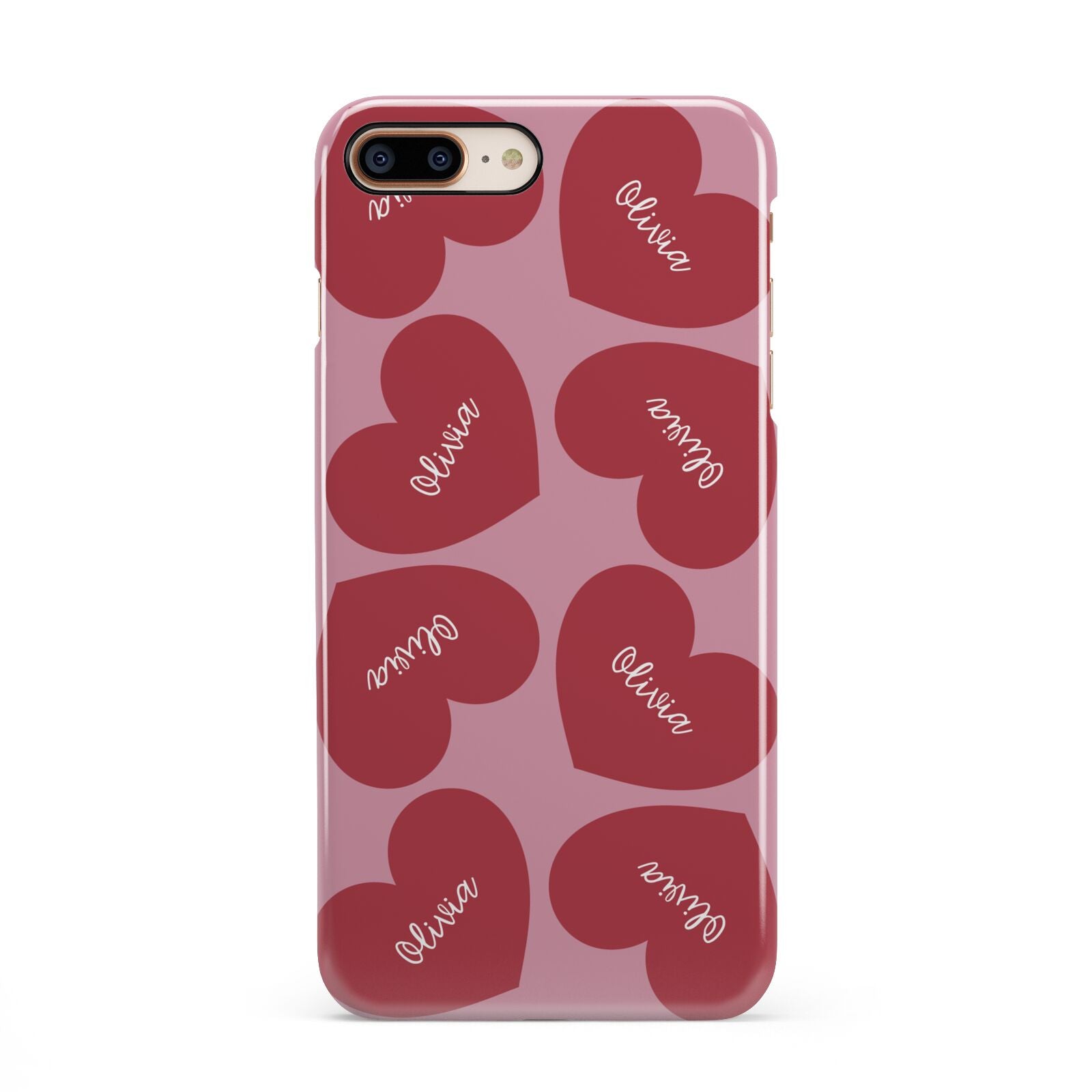 Personalised Valentine Heart iPhone 8 Plus 3D Snap Case on Gold Phone