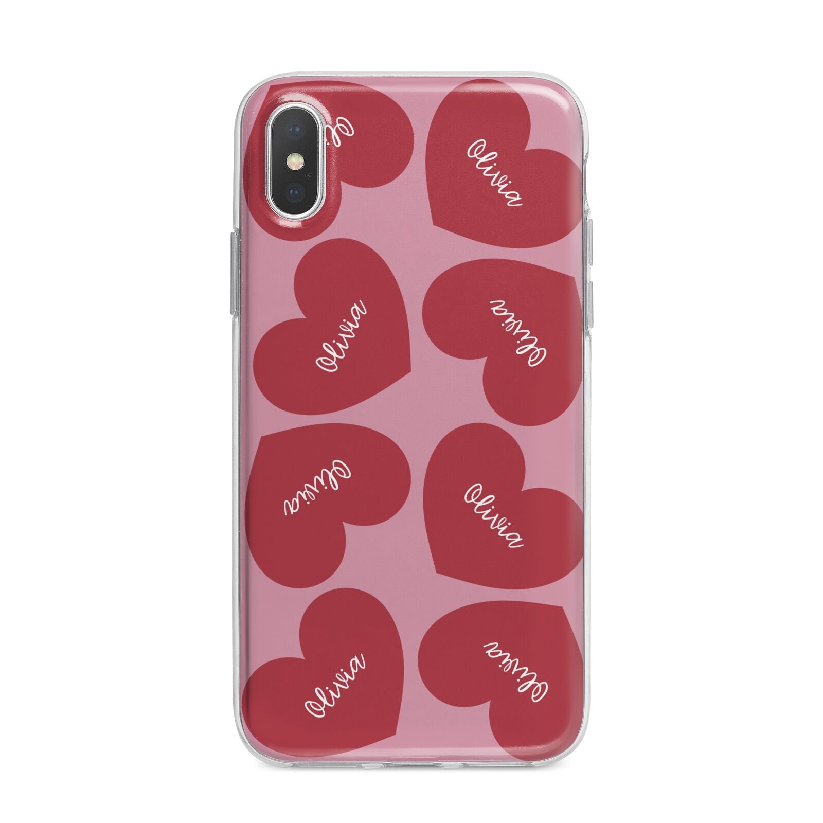 Personalised Valentine Heart iPhone X Bumper Case on Silver iPhone Alternative Image 1