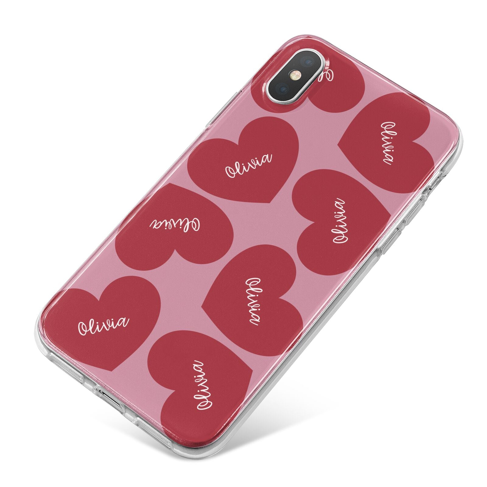 Personalised Valentine Heart iPhone X Bumper Case on Silver iPhone