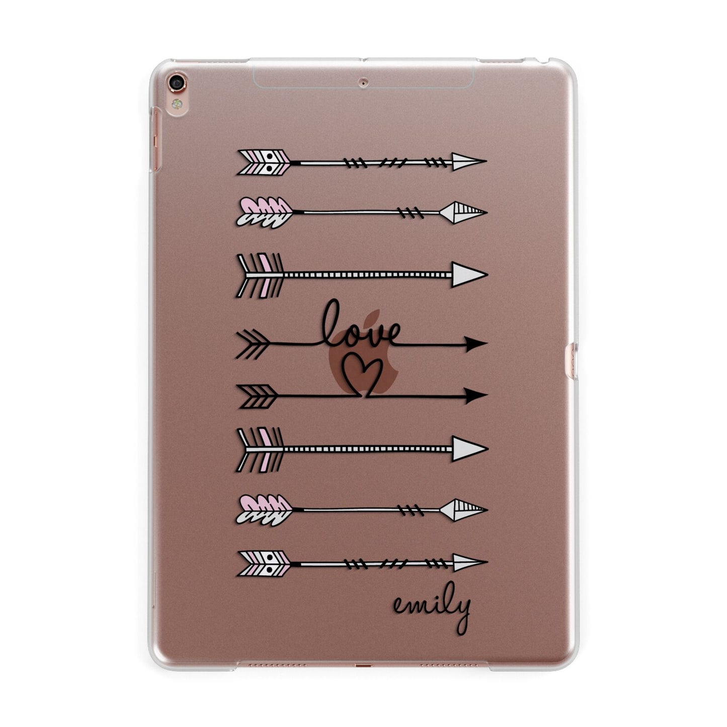 Personalised Valentine Name Clear Transparent Apple iPad Rose Gold Case