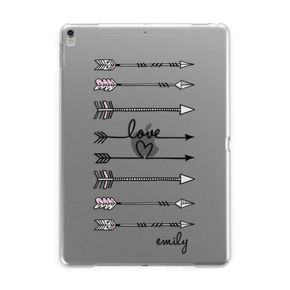 Personalised Valentine Name Clear Transparent Apple iPad Silver Case