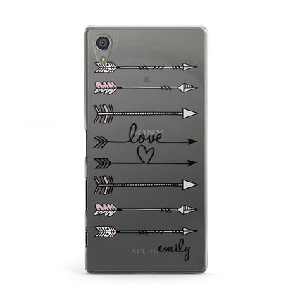 Personalised Valentine Name Clear Transparent Sony Xperia Case