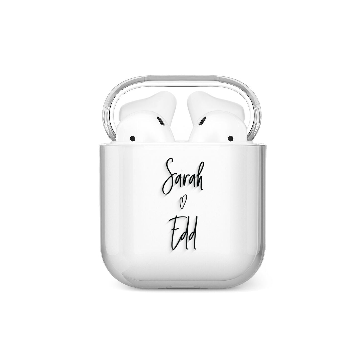 Personalised Valentines Couple Names Black AirPods Case