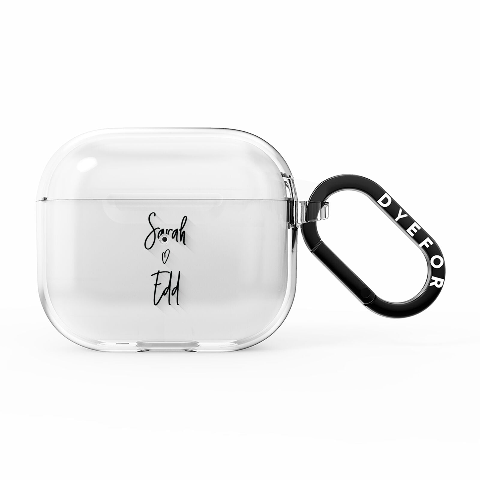 Personalised Valentines Couple Names Black AirPods Clear Case 3rd Gen