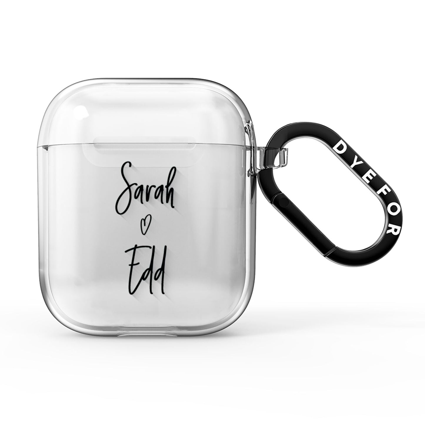 Personalised Valentines Couple Names Black AirPods Clear Case