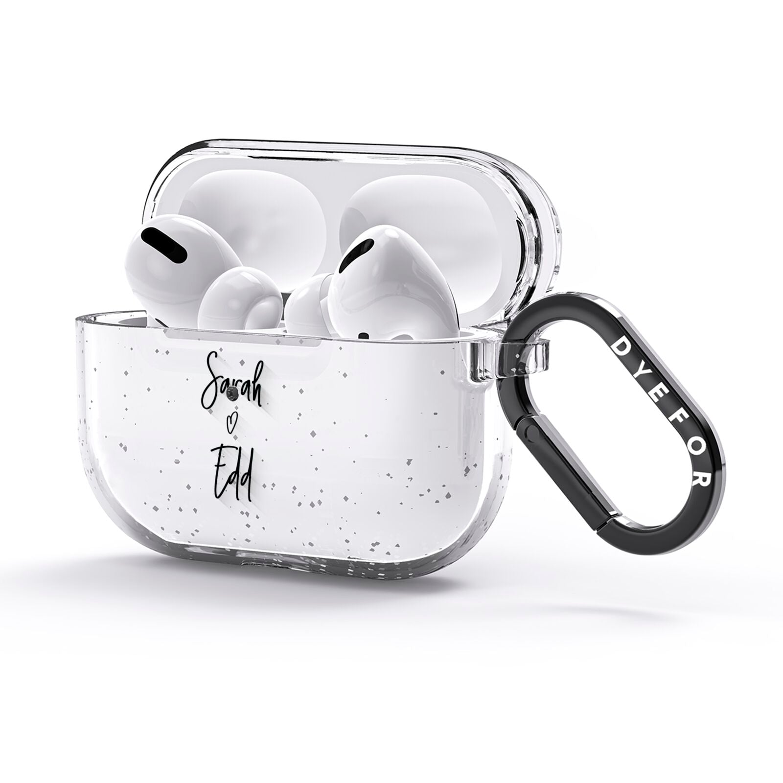 Personalised Valentines Couple Names Black AirPods Glitter Case 3rd Gen Side Image