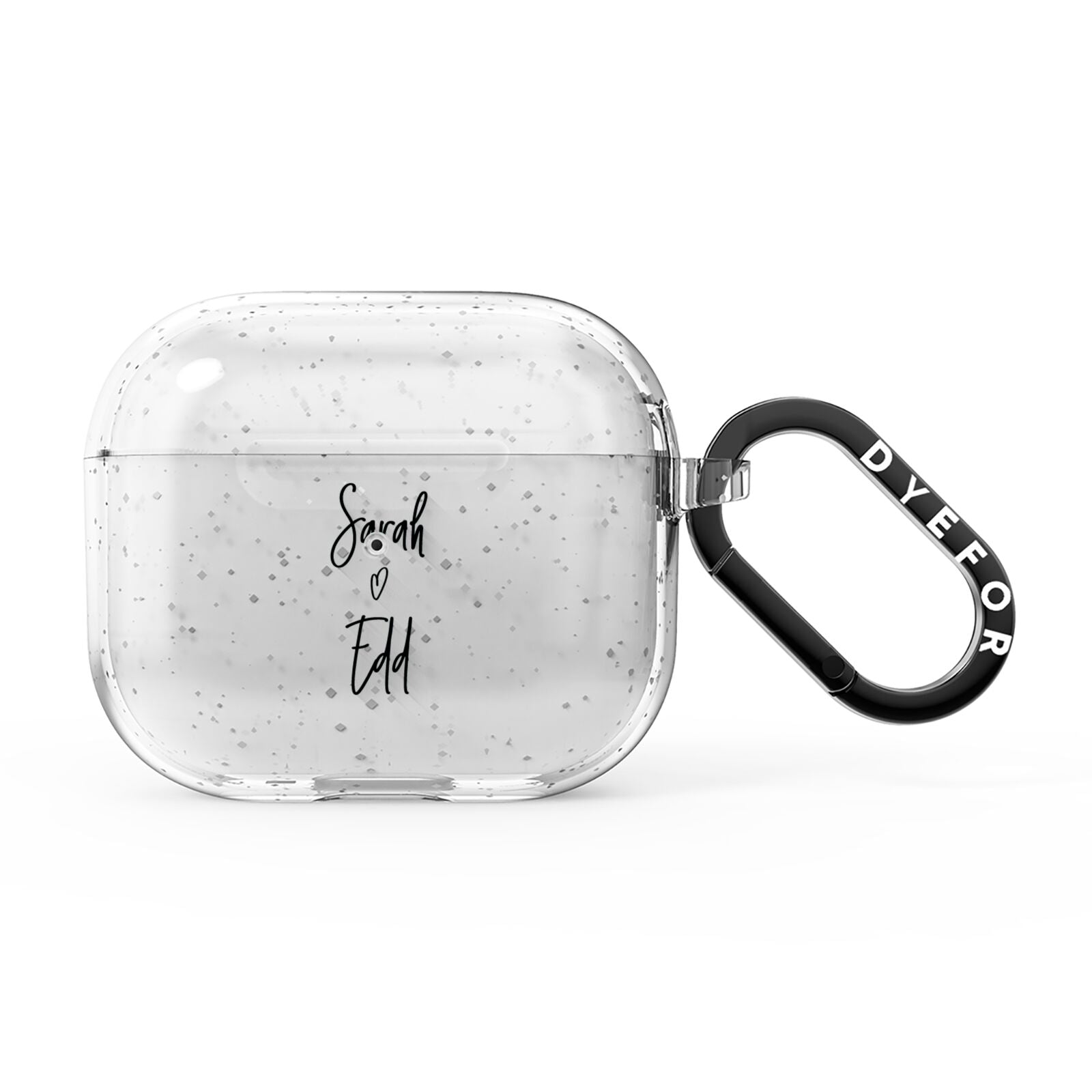 Personalised Valentines Couple Names Black AirPods Glitter Case 3rd Gen