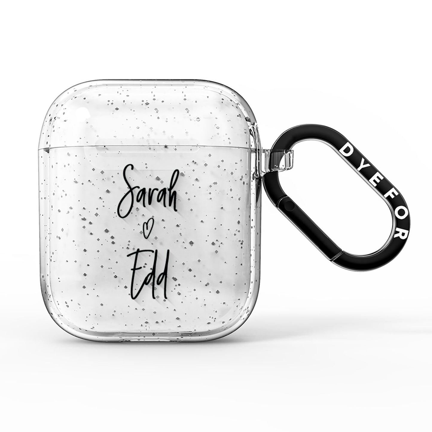 Personalised Valentines Couple Names Black AirPods Glitter Case