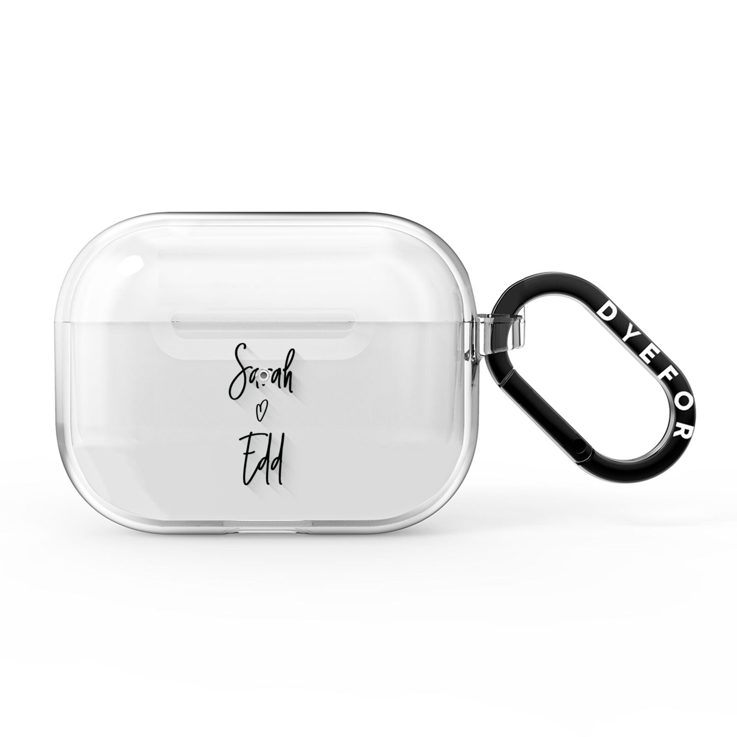 Personalised Valentines Couple Names Black AirPods Pro Clear Case