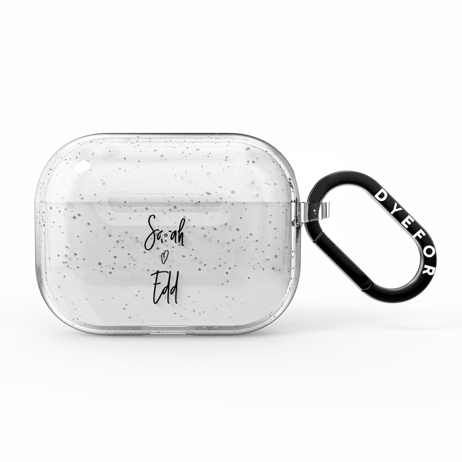 Personalised Valentines Couple Names Black AirPods Pro Glitter Case