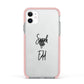 Personalised Valentines Couple Names Black Apple iPhone 11 in White with Pink Impact Case