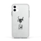Personalised Valentines Couple Names Black Apple iPhone 11 in White with White Impact Case