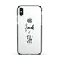 Personalised Valentines Couple Names Black Apple iPhone Xs Impact Case Black Edge on Silver Phone
