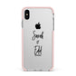Personalised Valentines Couple Names Black Apple iPhone Xs Max Impact Case Pink Edge on Silver Phone