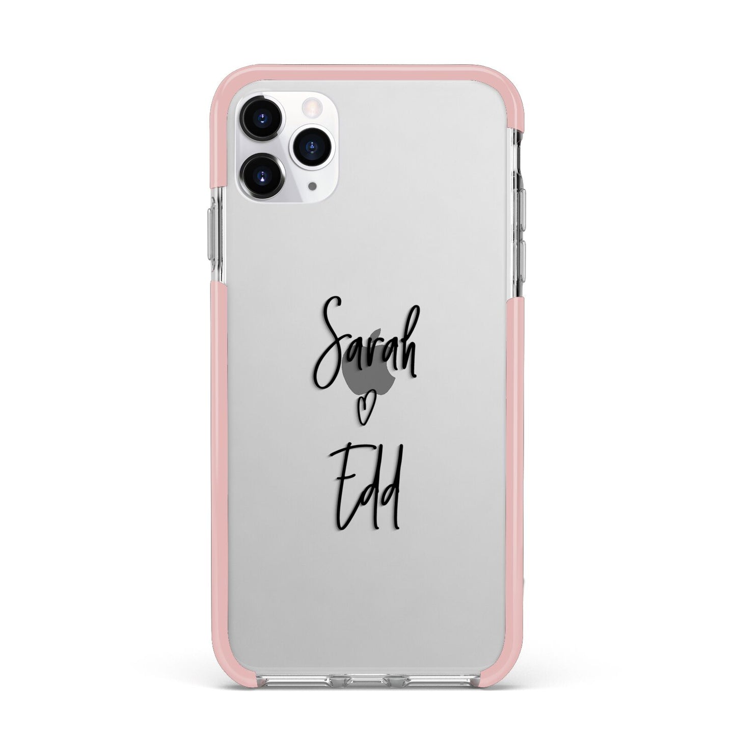 Personalised Valentines Couple Names Black iPhone 11 Pro Max Impact Pink Edge Case