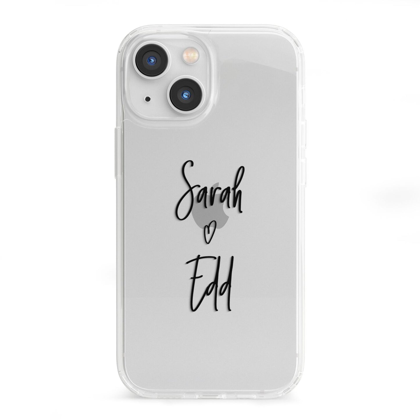 Personalised Valentines Couple Names Black iPhone 13 Mini Clear Bumper Case