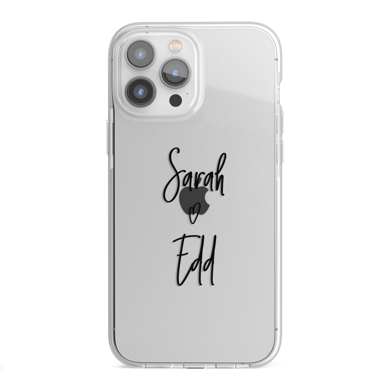 Personalised Valentines Couple Names Black iPhone 13 Pro Max TPU Impact Case with White Edges