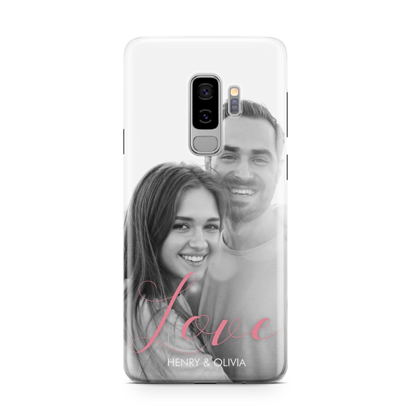 Personalised Valentines Day Photo Samsung Galaxy S9 Plus Case on Silver phone