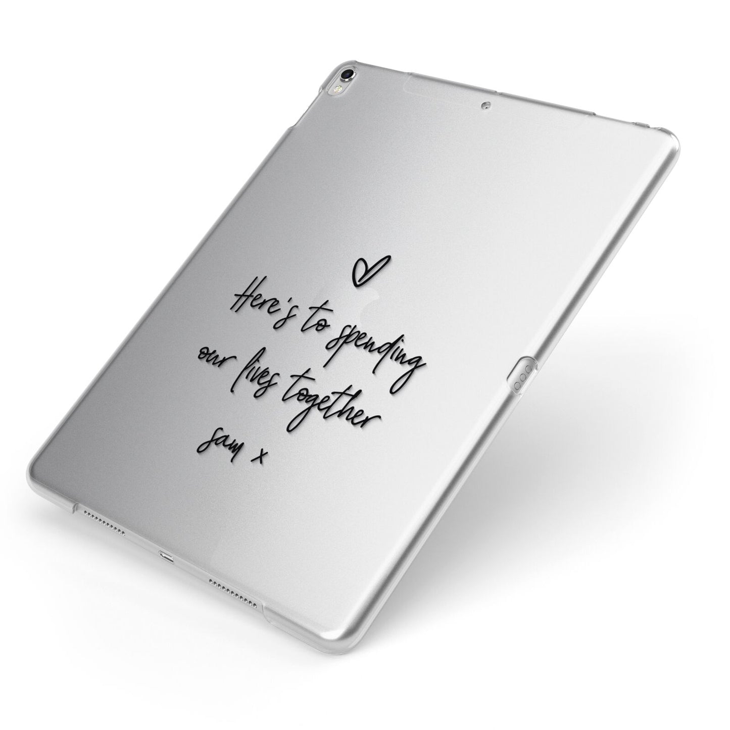Personalised Valentines Message Name Black Apple iPad Case on Silver iPad Side View
